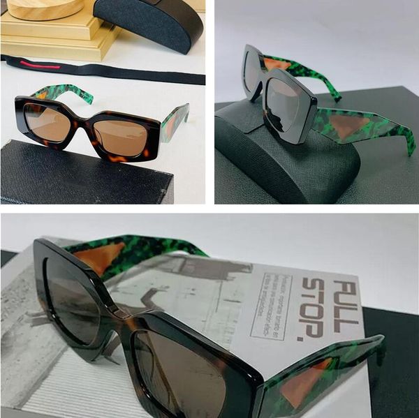 NUEVA gema verde turquesa gafas de sol Diseñador de lujo mujer carey marco cuadrado Tonos geométrico HD Triángulo logo SPR15Y hombres esmeralda Lunette gafas