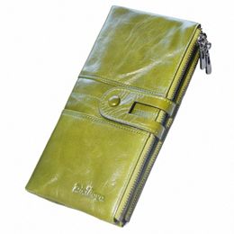 Nouveau portefeuille en cuir véritable vert porte-monnaie vintage pour dames femmes Lg portefeuilles d'embrayage avec sacs cellulaires Phe porte-carte l3kr #