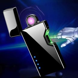 Nieuwe groene laserinductieaansteker Roterende dubbele boog USB-opladen Buitenwindaansteker Ongebruikelijke persoonlijkheid Creatief cadeau