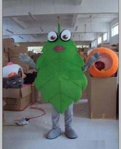 Nieuwe groene bladeren stripfiguur kostuum mascotte aangepaste producten op maat gemaakt