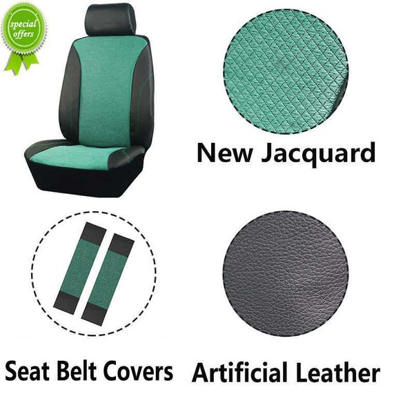 Nouveau vert nouveau cuir Jacquard universel voiture 2 housse de siège avant avec housses de ceinture de sécurité adaptées à la plupart des accessoires de SUV de voiture intérieur