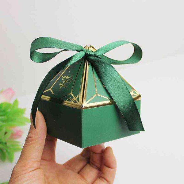 Nouveau papier vert boîte-cadeau pour bébé douche bonbons boîtes paquet fête d'anniversaire décorations de mariage enfants faveurs emballage sacs H1231