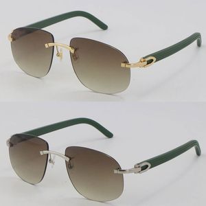 New Green Plank Arms Lunettes de soleil pour hommes Lunettes de soleil de plage sans monture en métal Homme Or 18 carats Mode Surdimensionné Grand rond Adumbral Homme et Femme Cadre vintage avec boîte Taille: 56