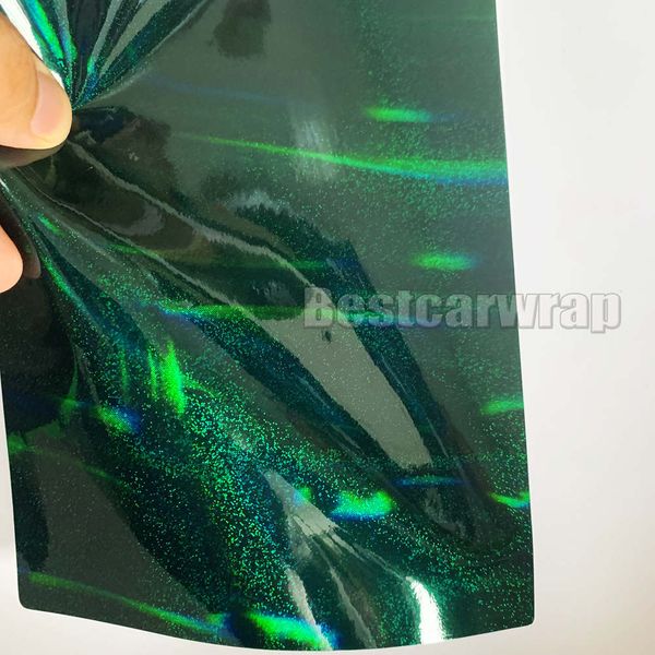 Nuevo! Envoltura de vinilo holográfica Green Rainbow Neo Chrome para envoltura de automóvil con burbuja de aire libre para película de holograma que cubre el automóvil 1.52x20m / rollo