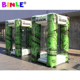 Nieuwe groene gestileerde opblaasbare geldmachine met gratis opblaasbaar geldcabine promotionele contante kubus voor evenement