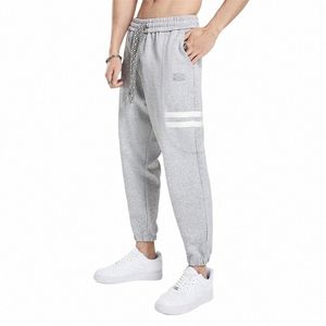 Nouveau gris Joggers pleine longueur pantalon hommes survêtement bas automne polyester streetwear pantalon de sport mâle mi-pantalon décontracté 49ag #