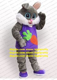 Nuevo traje de rango de rábano gris bugs bugs bunny looney tunes lepus jackrabbit mascotte con vestido morado n. 218 barco gratis