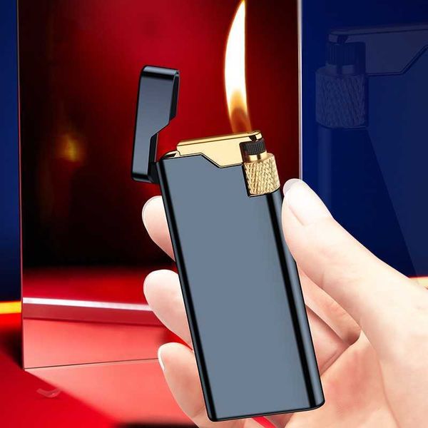 Nouvelle meule en silex sans gaz, briquet léger en métal fin, fenêtre à huile transparente, personnalisé, Portable sans Butane BSRE