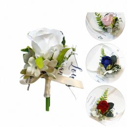 Nouveau marié boutnière Roses tissu broches poignet Frs costume Corsage mariée Butthole fête de Mariage accessoires 195v #