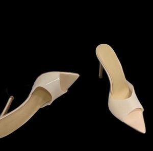 Nieuwe Grossi Rossi Heel Slippers Sandalen Stiletto Mules PVC Hoge hakken 105 mm Slipon Open teen Women Luxe ontwerpers Schoenen Evening F5163646