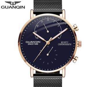 Nieuwe Guanqin Mens horloges topmerk luxe chronograph lumineuze handen klok mannen zakelijke casual creatieve mesh riem quartz horloge
