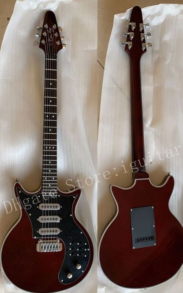 Nouvelle guilde BM01 Brian May Signature Brown Red Guitar Black Pickguard 3 micros Tremolo Bridge 24 frettes Dots Inlays personnalisé Factory Outlet