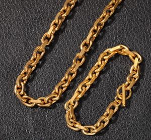 Nouveaux gars Gold Silver en acier inoxydable Hip Hop Link Chain Collier Chains Bracelets pour hommes Hip Hop Rapper Dancer Street Bijoux Mens4293354