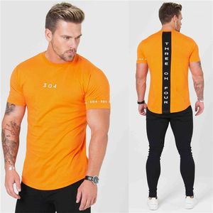 Camisetas para hombres Gimnasios Ropa Fitness Camisetas Hombres Moda Extender Hip Hop Verano Camiseta de manga corta Algodón Culturismo Muscle Guys Brand1