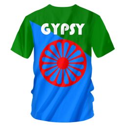 Nouveau drapeau gitan T-shirt 3D Shirt Shirt surdimensionné Romani Jersey Summer Casual Short Gypsy Style Clothing Tops Tee 6xl