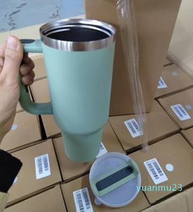 Nieuwe H2.0 40oz waterflessen roestvrijstalen tuimelaars Cups met siliconen handgreep dekst stro Big capaciteit reisauto mokken buiten vacuüm geïsoleerd 11 TT0315