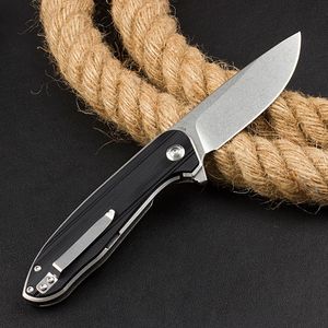 Nouveau H3081 Flipper Couteau Pliant 440A Stone Wash Drop Point Lame Noir G10 avec Manche en Tôle d'Acier Inoxydable Roulement à Billes Couteaux de Poche EDC à Ouverture Rapide