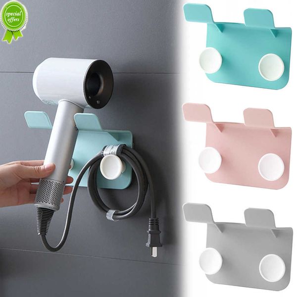 Nuevo soporte de almacenamiento para secador de pelo, estante de almacenamiento para secador de pelo montado en la pared sin perforaciones, estante para organizador de baño, accesorios de baño