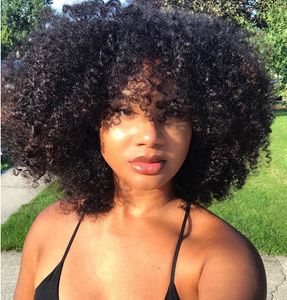 Nouvelle coiffure courte crépus bouclés pleine perruque afro-américaine lndienne simulation de cheveux humains perruque frisée pour femme