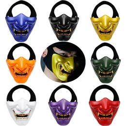 Nouveau demi-visage chevalier guerrier japonais fantôme roi samouraï masque Halloween Cosplay masque mural Kabuki mal démon Halloween masque de fête T222S