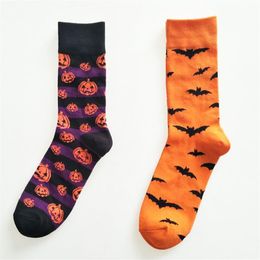 Novo halloween morcegos e abóbora padrão meias de algodão estilo harajuku moda alta qualidade festa bonito nolvety cosplay 299s