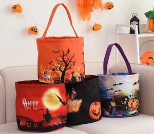 Nieuwe Halloween-snoepemmer met LED-licht Halloween-mand Trick or Treat-tassen Herbruikbare draagtas Pompoen Snoep Geschenkmanden voor kinderen Feestartikelen Gunsten