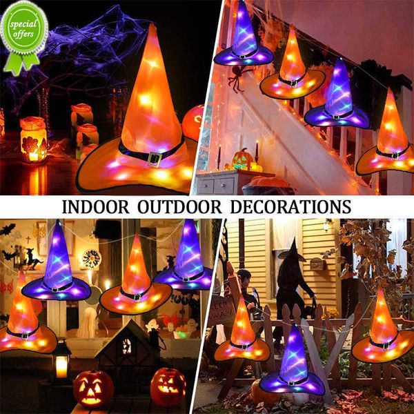 Nouvelle décoration d'Halloween lumière LED chapeau de sorcière Costume d'halloween accessoire de Cosplay ornement d'arbre extérieur décoration de fête d'halloween