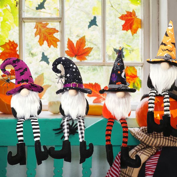 Neue Halloween-Dekorationen Cartoon langbeinige Waldmann-Puppendekorationen gestreifte Koboldpuppe im Großhandel