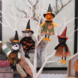 Nieuwe Halloween-decoraties, hoge hoed, zwarte kat, pompoen, heks, witte spookhanger, rekwisieten voor feestsfeerdecoratie