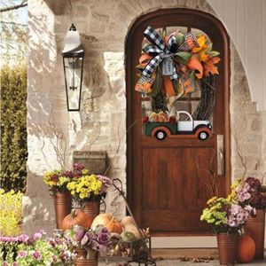 Nouveau Halloween Ferme Guirlande Décorations Vintage Cuisine Thanksgiving Citrouille Camion Guirlande Fenêtre Porte Mur Décor Suspendu 2021 Y0918