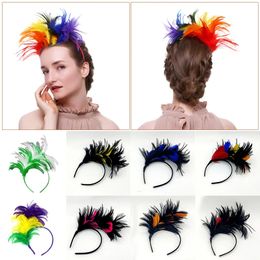 Nieuwe Halloween Feather Headband Women Festival Haarband Feather Hair Hoop Band Party Hoofdress Vrouwelijke haaraccessoires Rekwisieten Geschenk