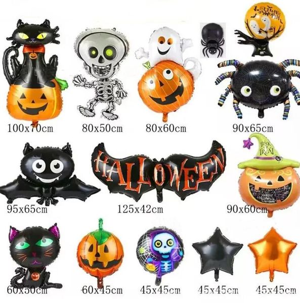 Nuevo Halloween Fantasma Globos de calabaza Suministro de fiesta Animal Helio Globos de aluminio Multicolor Preciosa araña Papel de aluminio Decoraciones de fiesta de animales G0824