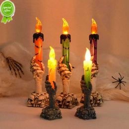 Nouveau Halloween led bougie lumière crâne fantôme main sans fumée lumière accessoires d'horreur Halloween fête décoration fournitures jouets pour enfants gif