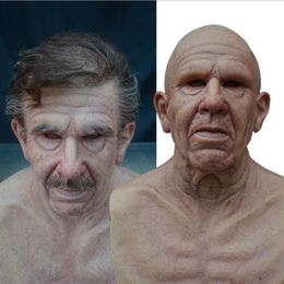 Nouveau Halloween nouveau grand-père perruque vieil homme masque couvre-chef chauve vieil homme horreur masque GD738286M