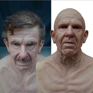 Nouveau Halloween nouveau grand-père perruque vieil homme masque couvre-chef chauve vieil homme masque d'horreur GD738