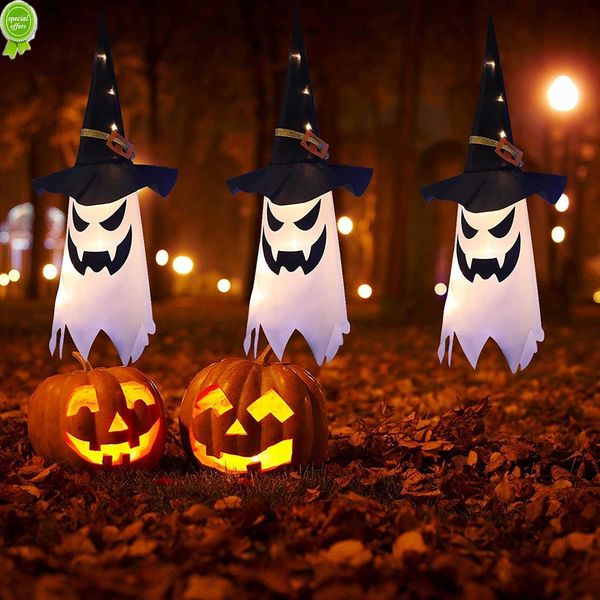 New Halloween Party String Lights Decorazioni Luci sospese per esterni Incandescente Ghost Witch Hat Decorazioni per Yard Tree Garden