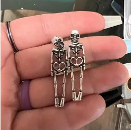 Nuevos pendientes colgantes de esqueleto de calavera de Halloween para mujer, tendencia de moda, joyería gótica, regalo, pendientes caídos geniales de Hip Hop Rock para hombres XDL65