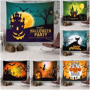 Nouveau Halloween Tapisserie Horreur Fantôme Citrouille Mur Tapis Fête Fête Fond Tissu Décor À La Maison Décoration J220804