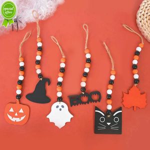 Nieuwe Halloween Houten Kralen Guirlande Pompoen Ghost Skull Hout Chip Hanger Halloween Party Decoratie Voor Thuis Rustieke Opknoping Ornament