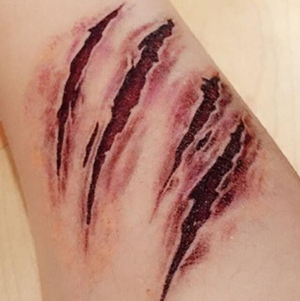 Nuevas pegatinas de tatuajes de cicatrices de zombis de Halloween con sangre de costra falsa disfraz especial maquillaje decoración de Halloween GA447