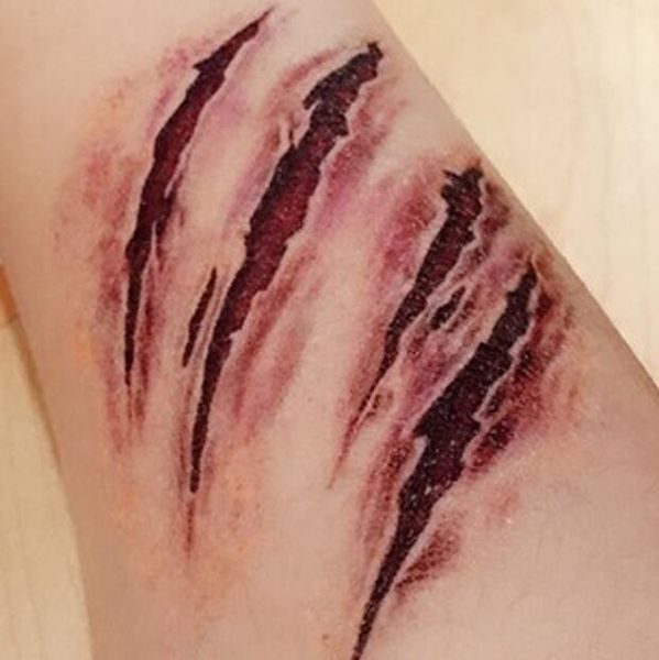 Nouveau Halloween Zombie Cicatrices Tatouages Autocollants Avec Faux Scab Blood Costume Spécial Maquillage Halloween Décoration GA447