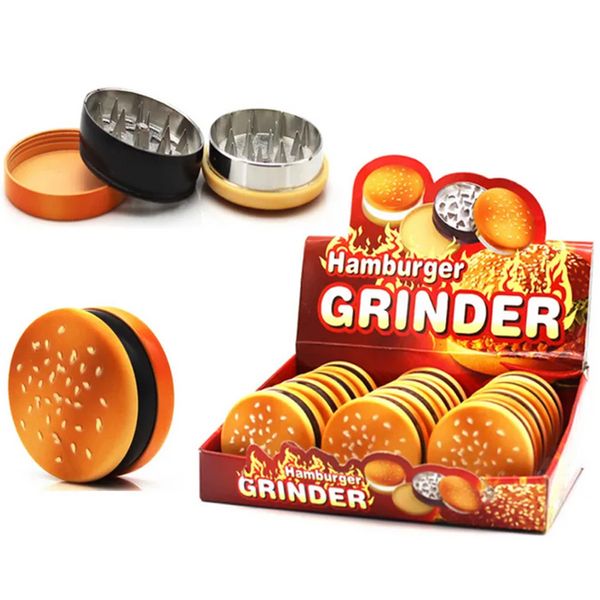 Nouveau Hamburger Herb Grinder Accessoires pour fumer 3 couches 55mm de diamètre en plastique en alliage de zinc tabac à la main broyeurs broyeur