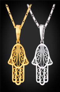 Colliers main Hamsa, pendentifs couleur or argent, main arabe de Fatima, cadeau porte-bonheur, bijoux en cristal, nouvelle collection, 9164759