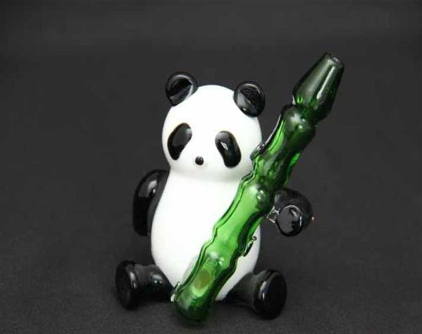Nouvelle panda soufflé à la main tenant des tuyaux en verre en bambou avec des tuyaux de marteau à gréement d'huile