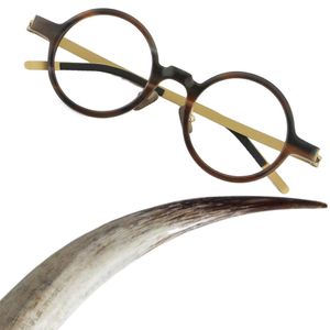 Nouvelles montures originales en corne de buffle faites à la main, accessoires de monture optique circulaire en titane, lunettes rondes unisexes Vintage, conception limitée, modèle classique taille: 48