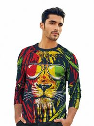 Nouveau T-shirt à manches LG à col ras du cou pour hommes peint à la main Full Body 3D imprimé Fi Top motif animal populaire T-shirts en polyester u4ey #