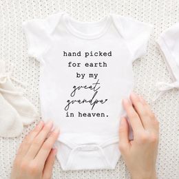 Nouvelle main choisie pour la Terre par mon arrière-grand-père / arrière grand-mère au paradis bébé Rompers Boys Girls Bodys Bodys Clothes Baby Shower Gift