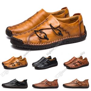 Nieuwe hand stiksels heren casual schoenen set foot engeland erwten schoenen lederen herenschoenen lage grote maat 38-48 negen