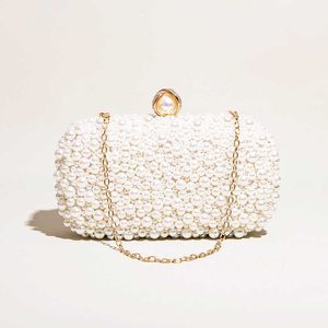 Nieuwe handheld Pearl Banquet Bag Diagonal Cross Beige Avondjurk Wedding Gift Celebrity 240403