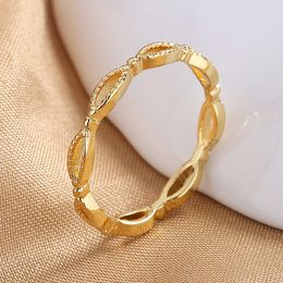 Nueva artesanía coreana coreana pequeña y minimalista Instagram Instagram Trendy Open Hollow Plain Tail anillo de oro fino